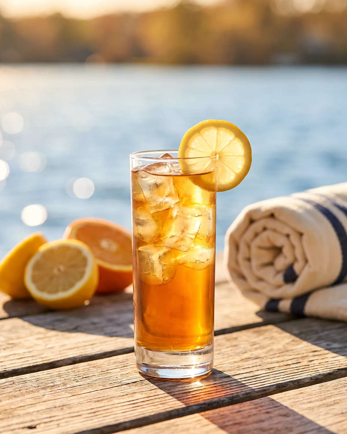 Bourbon Arnold Palmer, made with ReVerb Bourbon, in a highball glass, garnished with lemon wheel