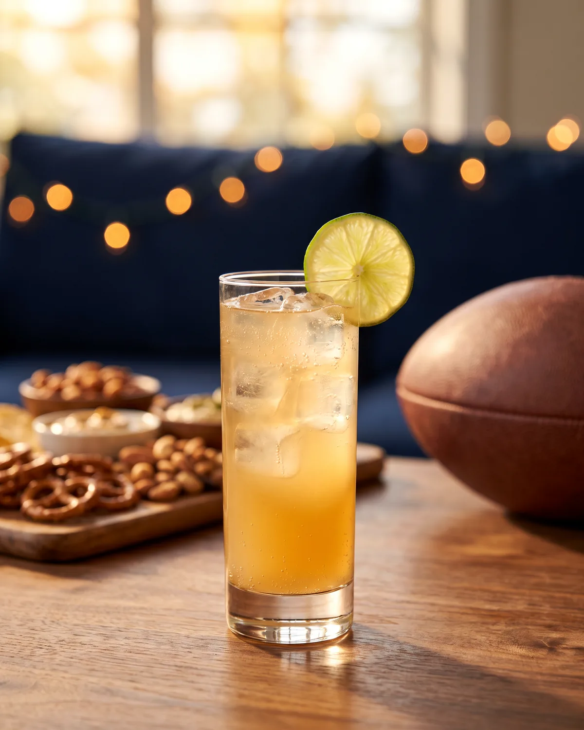 Bourbon Ginger Buck, made with ReVerb Bourbon, in a highball glass, garnished with lime wheel