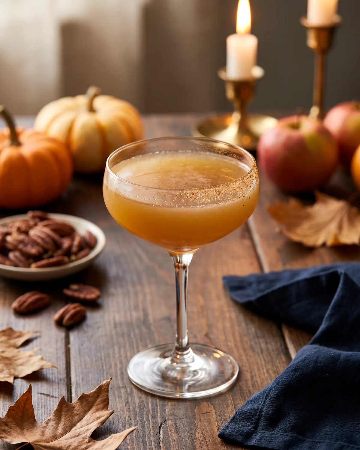 Pecan Bourbon Sour, made with ReVerb Bourbon, in a coupe, garnished with pecan dust