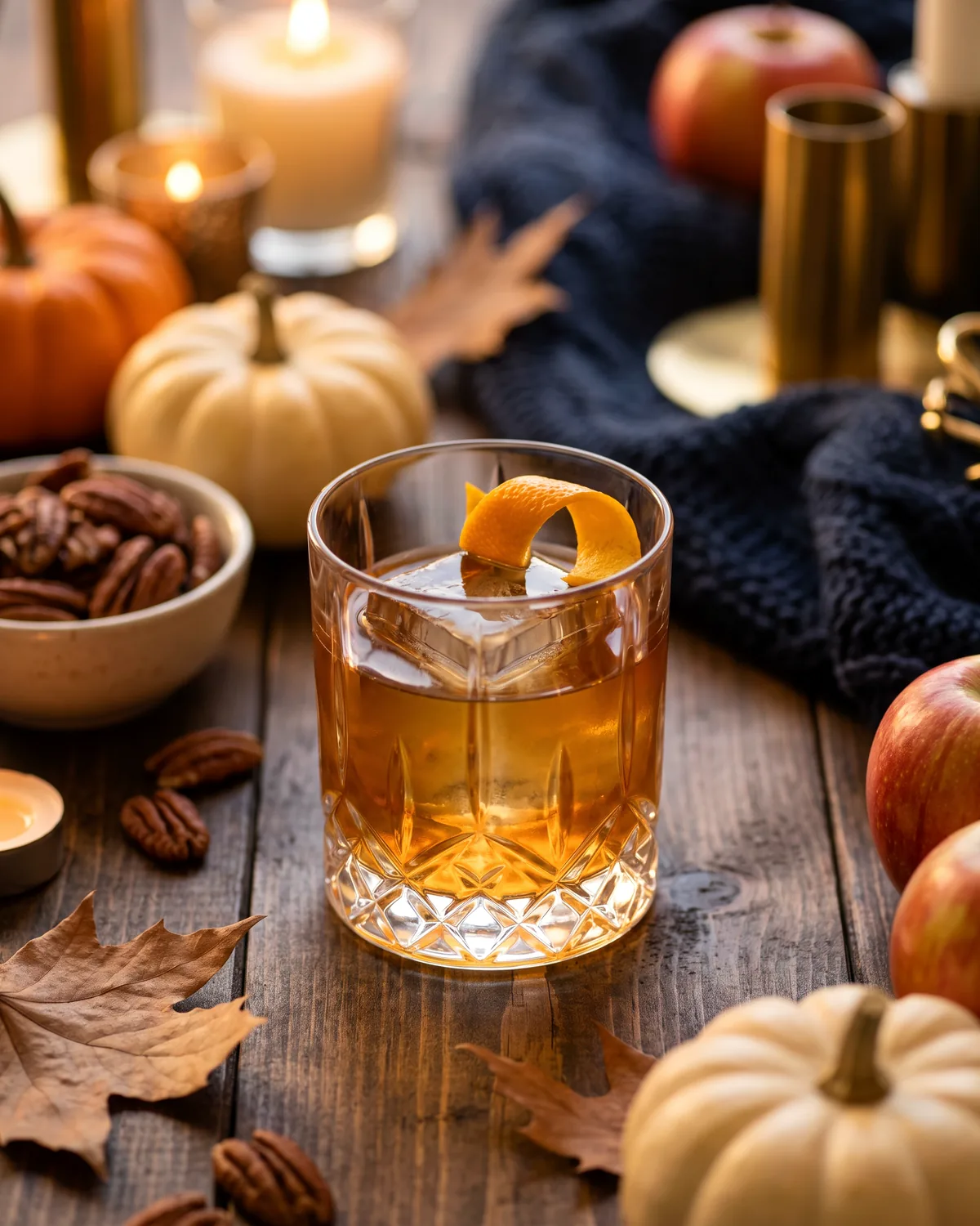 Rye Cinnamon Old Fashioned, made with ReVerb Rye, in a rocks glass, garnished with orange peel